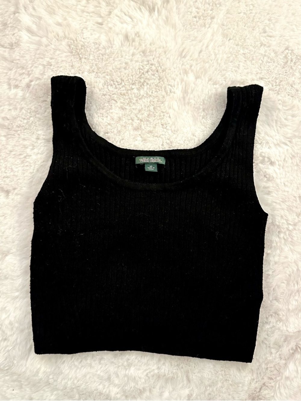 WILD FABLE Black Ribbed Cropped Tank Top Sleeveless Soft Stretch Knit XS